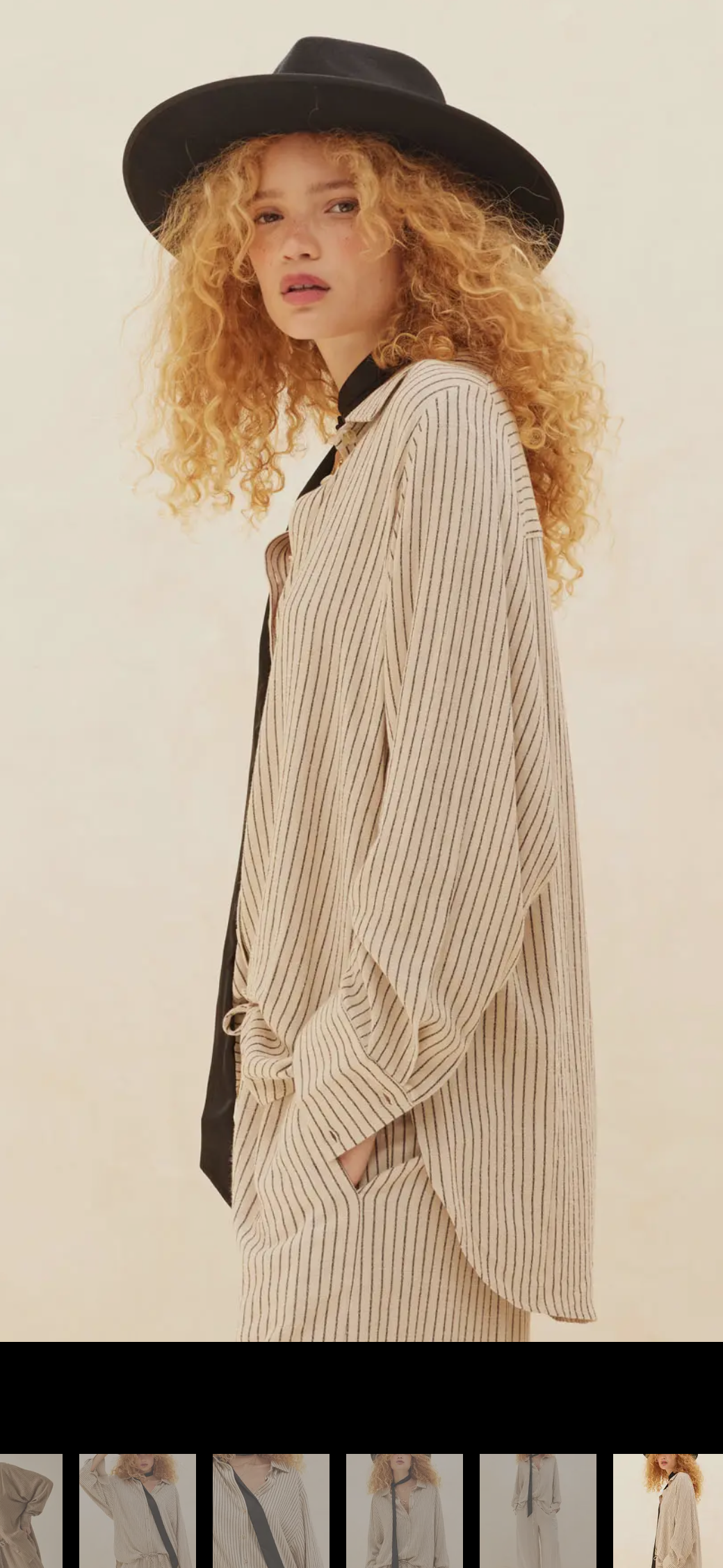 Striped Loose Fit Collard Button Up