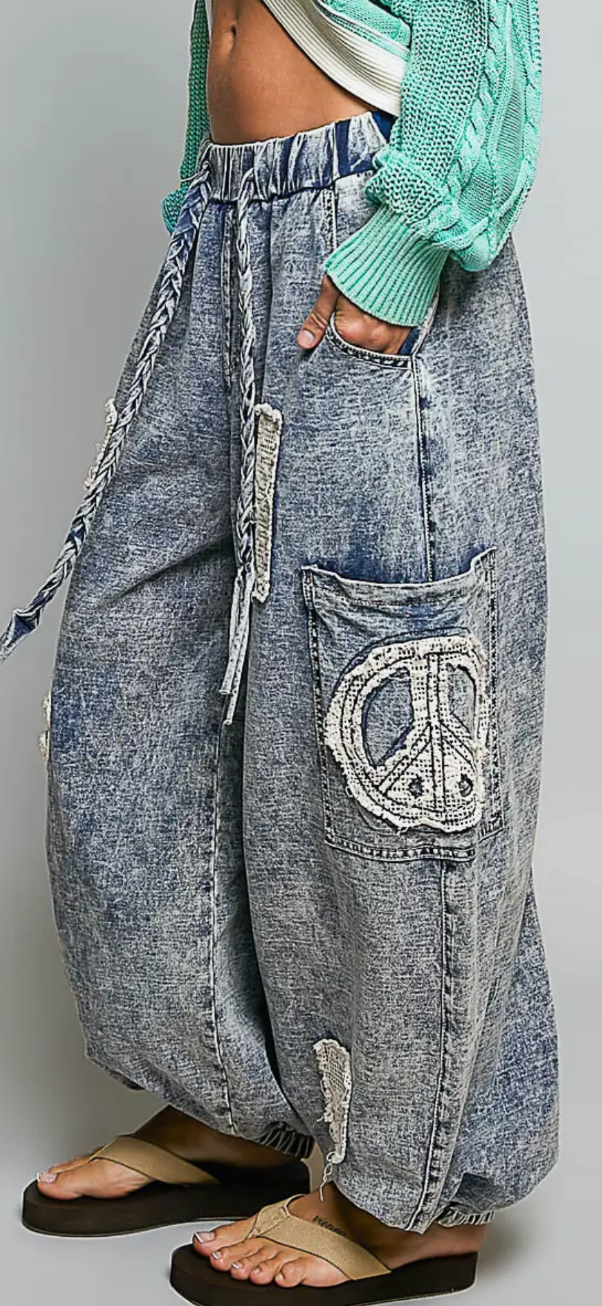 Crochet & Peach Patch High-Rise Jogger Pants