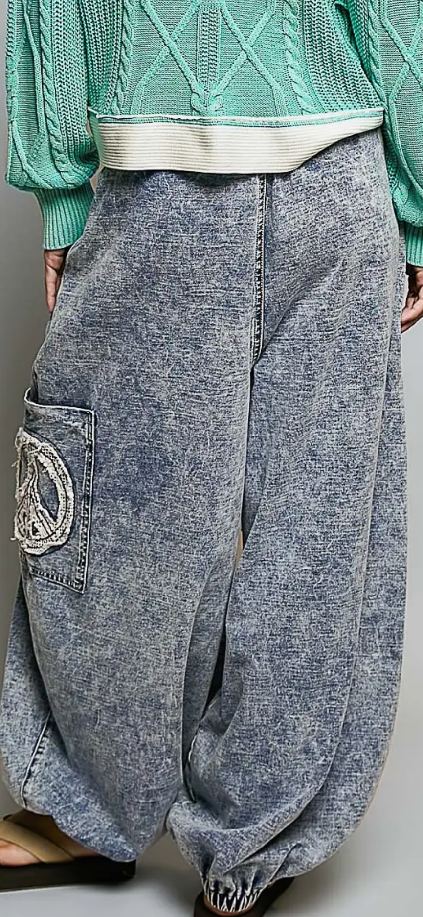 Crochet & Peach Patch High-Rise Jogger Pants