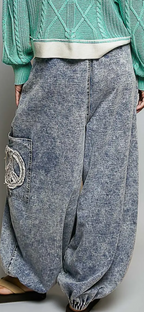 Crochet & Peach Patch High-Rise Jogger Pants