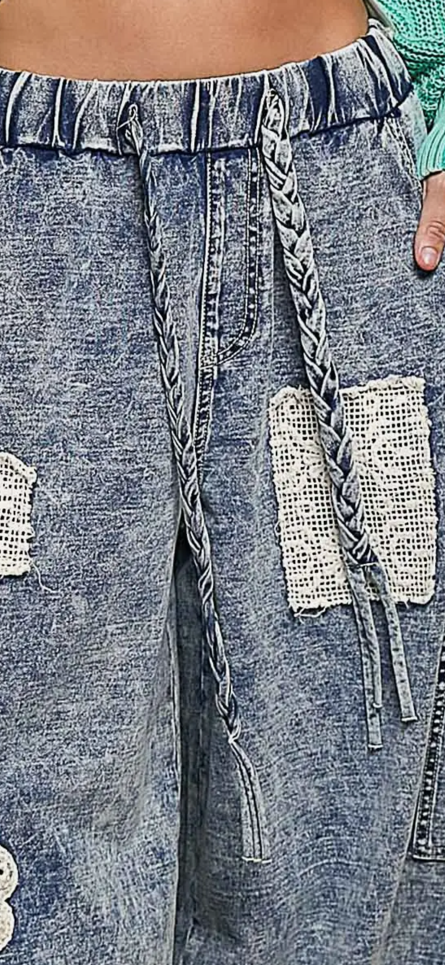 Crochet & Peach Patch High-Rise Jogger Pants