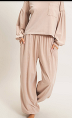 Mineral Wash Elastic Waist Jogger Pants-dark taupe