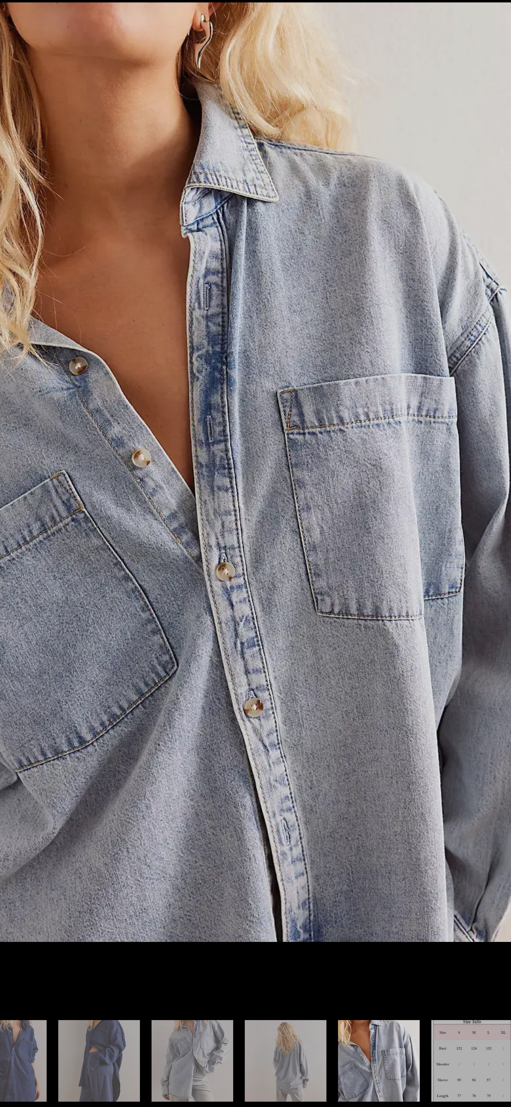 Vintage Lapel Collar Long Sleeve Denim Shirt