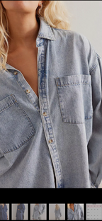 Vintage Lapel Collar Long Sleeve Denim Shirt