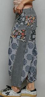 Jacquard Floral Twill Patch Waist Loop Jogger