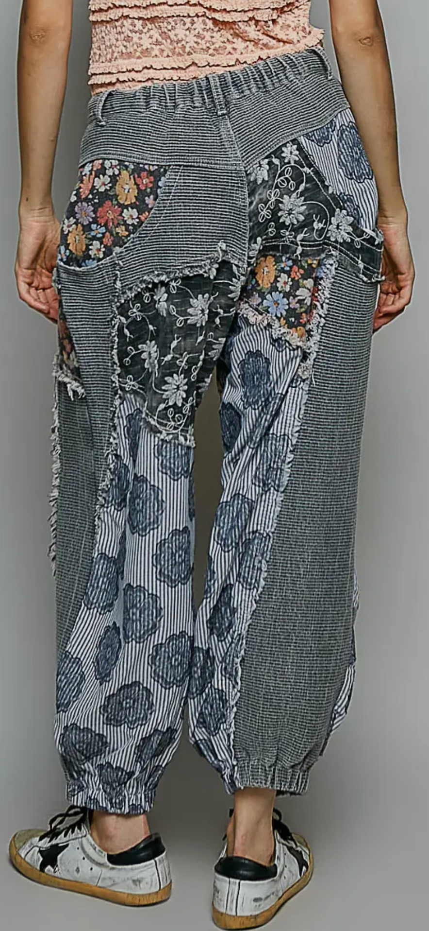 Jacquard Floral Twill Patch Waist Loop Jogger