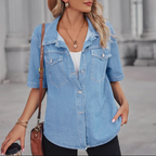 Denim Outer Short Sleeve Shirt- Light Denim