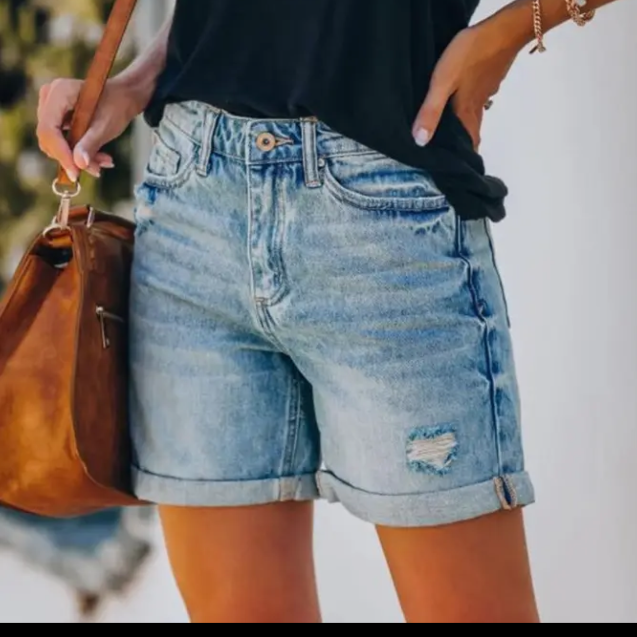 Distressed Ripped Denim Shorts