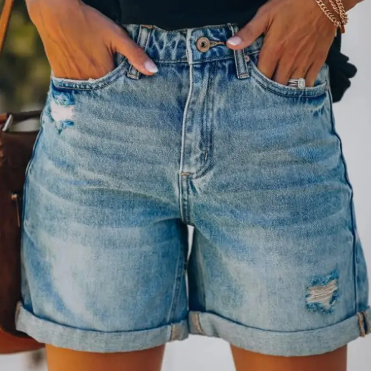 Distressed Ripped Denim Shorts