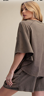 Dolman Sleeve Mineral Washed top-ash