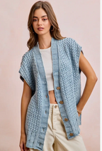 Drop Shoulder Washed Boxy Knit Cardigan