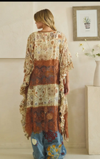 Washed Print Lace Mix Duster