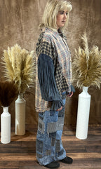 Multi Square Patches Straight Jeans