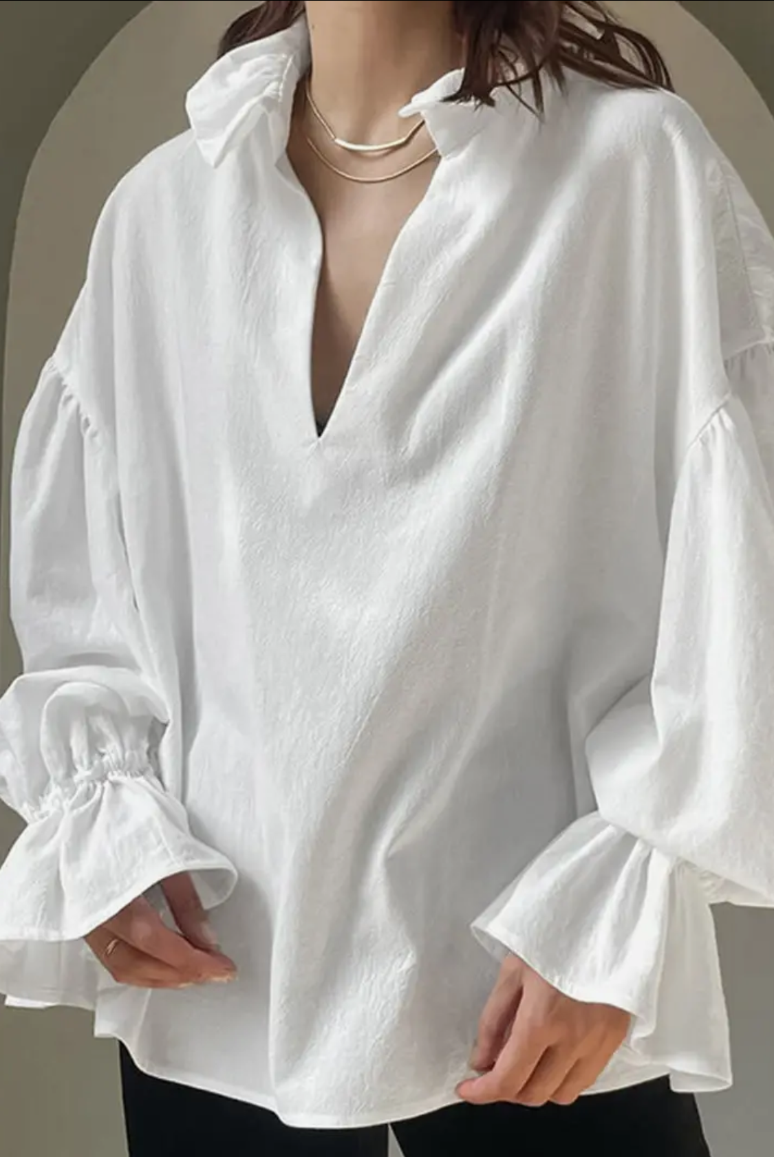 Elegant V-Neck Puff Sleeve Blouse