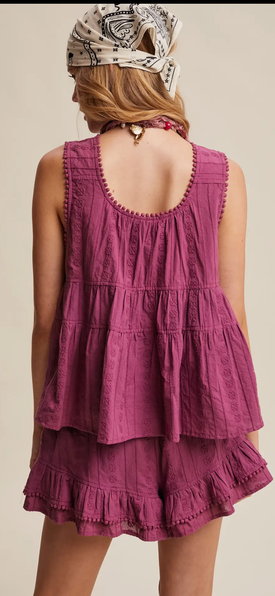 Embroidered Tiered Ruffle Set