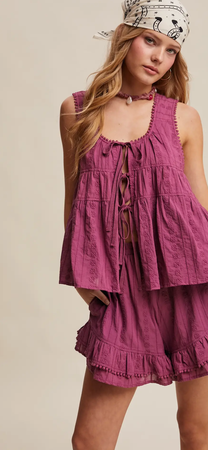 Embroidered Tiered Ruffle Set