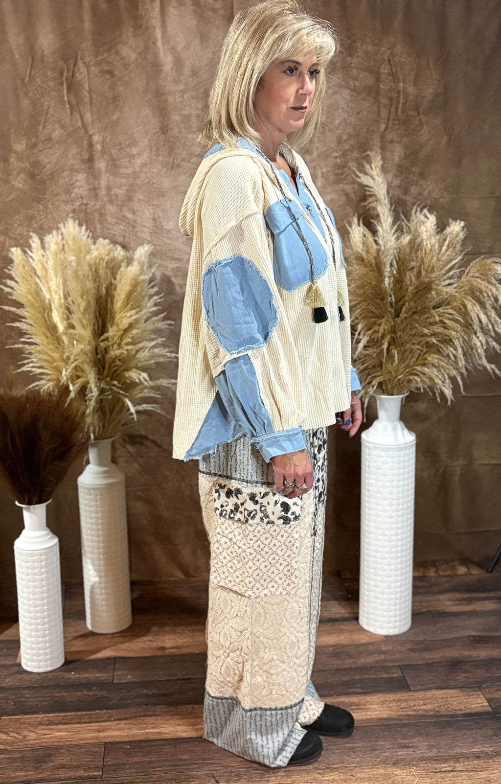 Cream Denim button up top