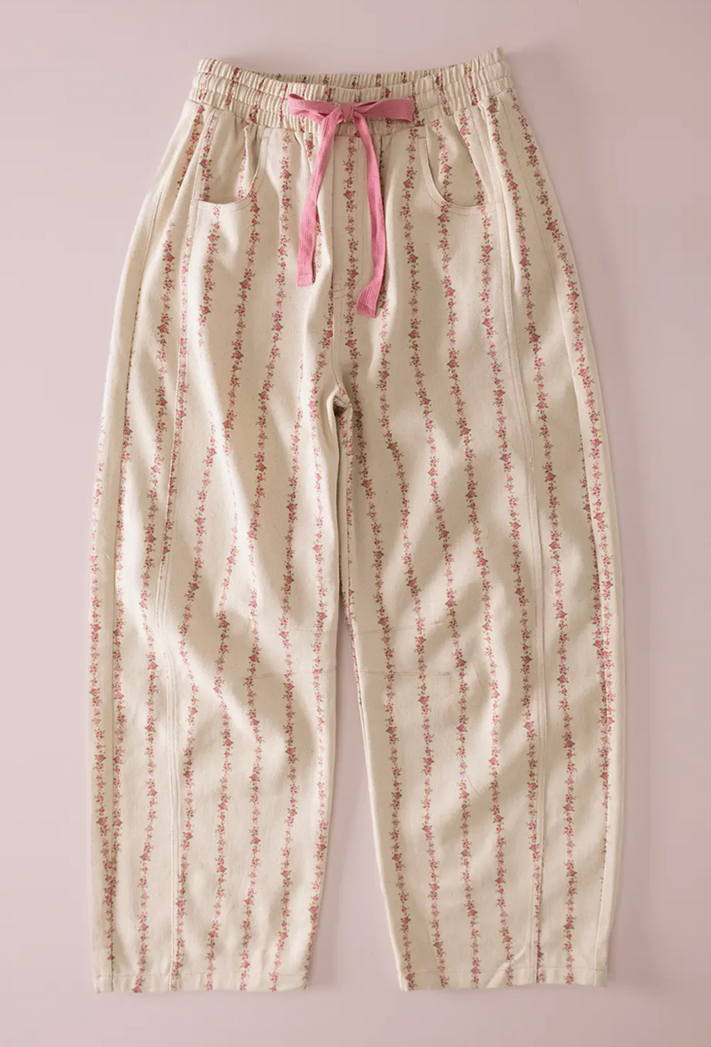 Floral Print Barrel Pants