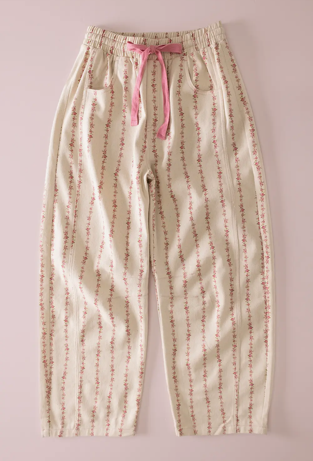 Floral Print Barrel Pants