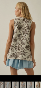 Floral-Print Woven Snap-Front Vest