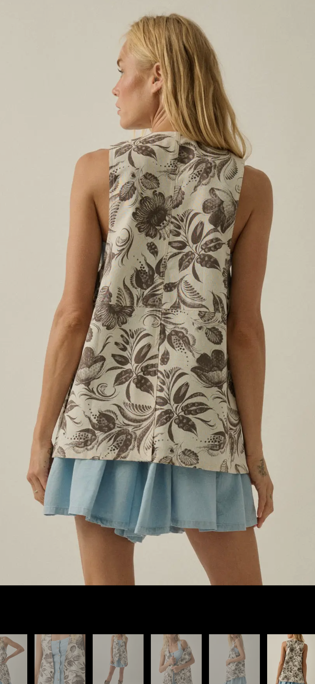 Floral-Print Woven Snap-Front Vest