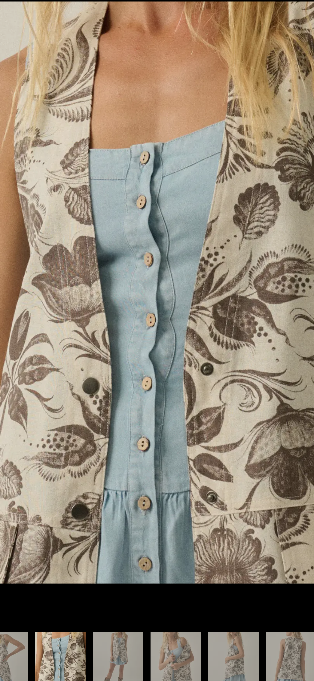 Floral-Print Woven Snap-Front Vest