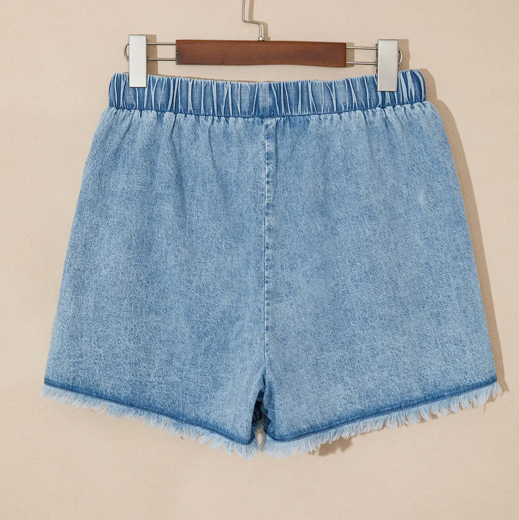 Frayed Edge Casual Denim Shorts