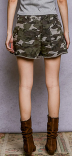 French Terry Printed Camo Leopard Wrap Shorts