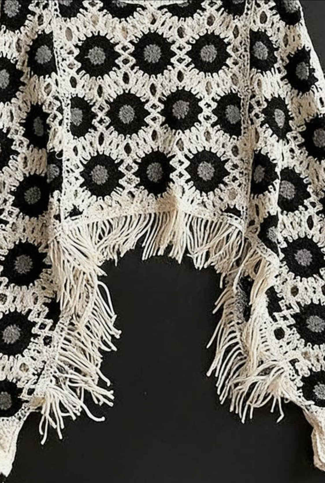 Fringed Lace Detail Knit Top