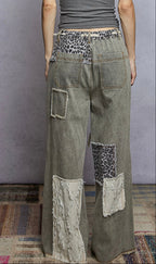 Black Leopard Denim Jeans