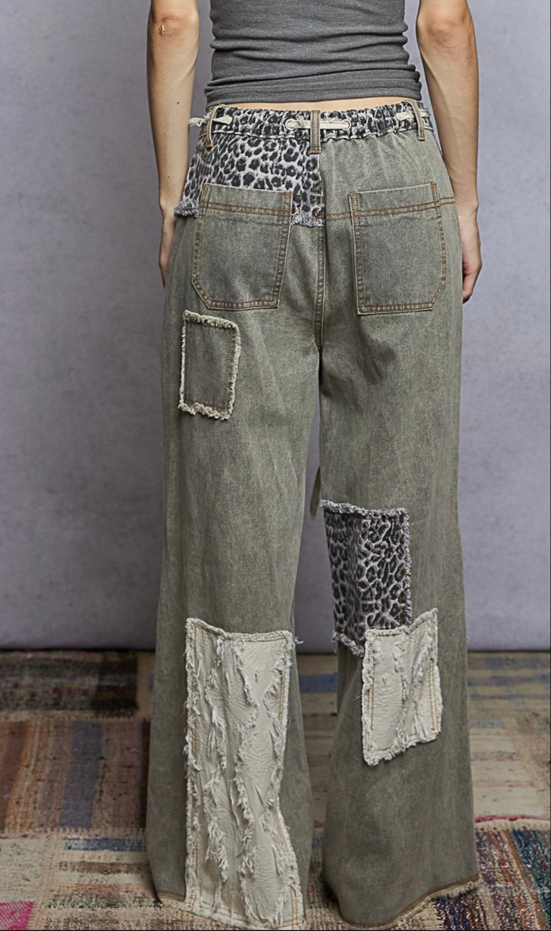 Black Leopard Denim Jeans