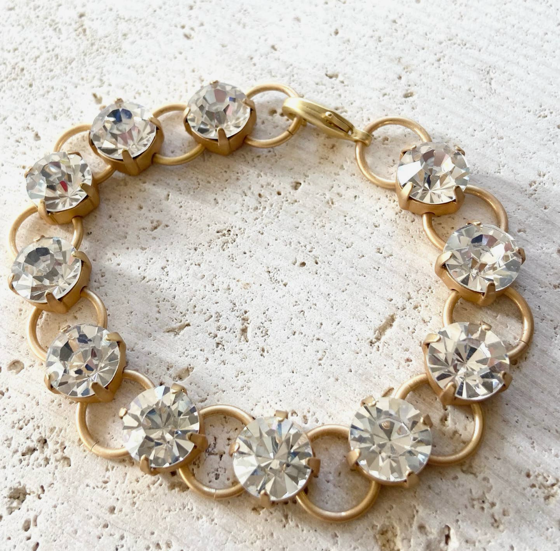 Chunky Crystal Bracelet - Matte Gold