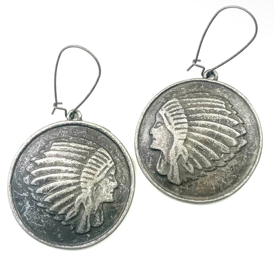 Earrings Indian Head Coin Dangle