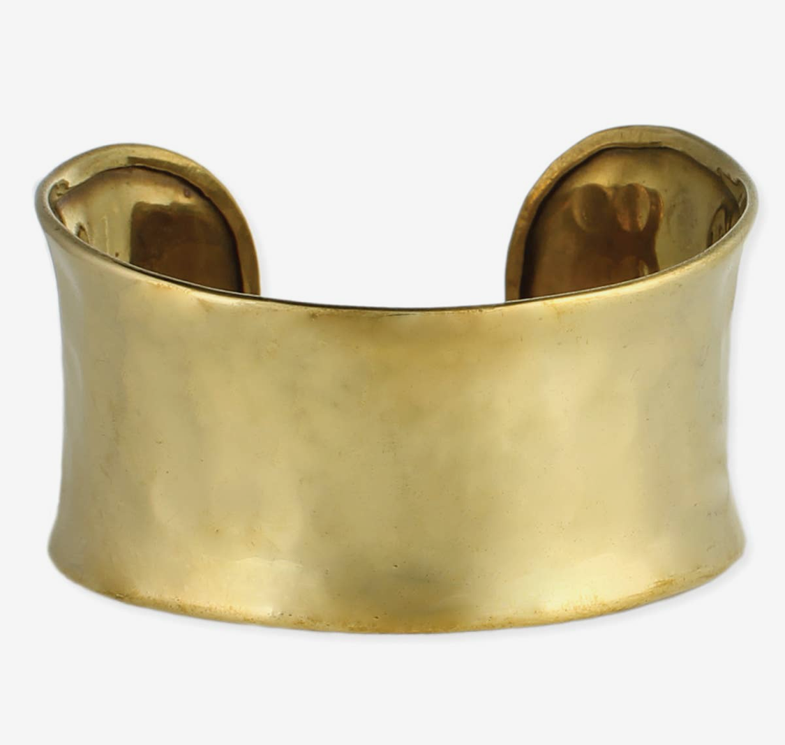 Gold Hammered Rounded Cuff