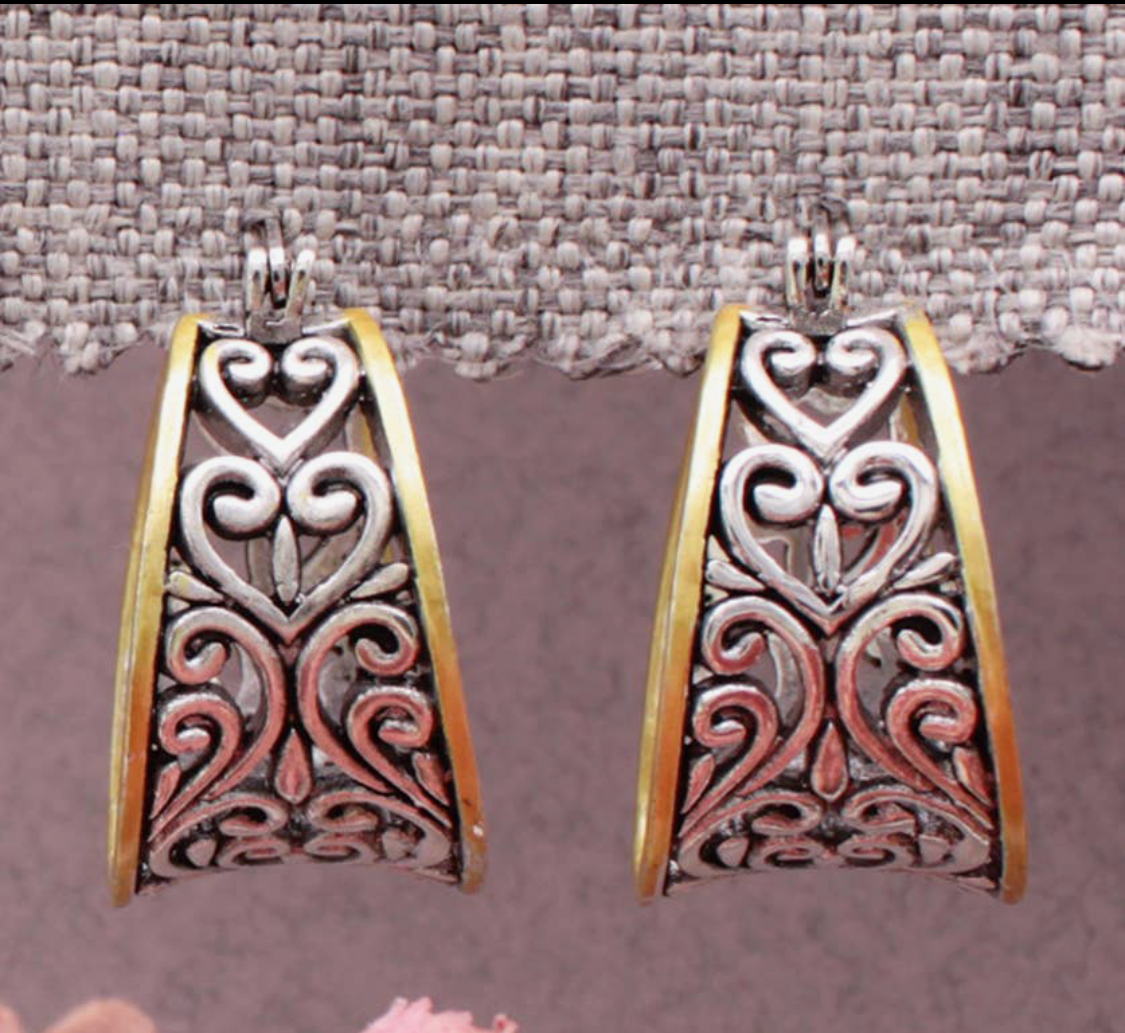 Gold Silver Filigree Hoop Earrings