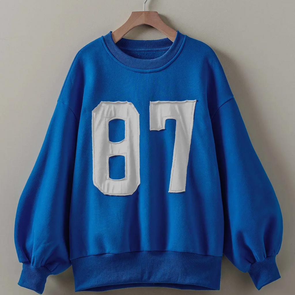 87 Graphic Balloon Sleeve Oversized Sweatshirt