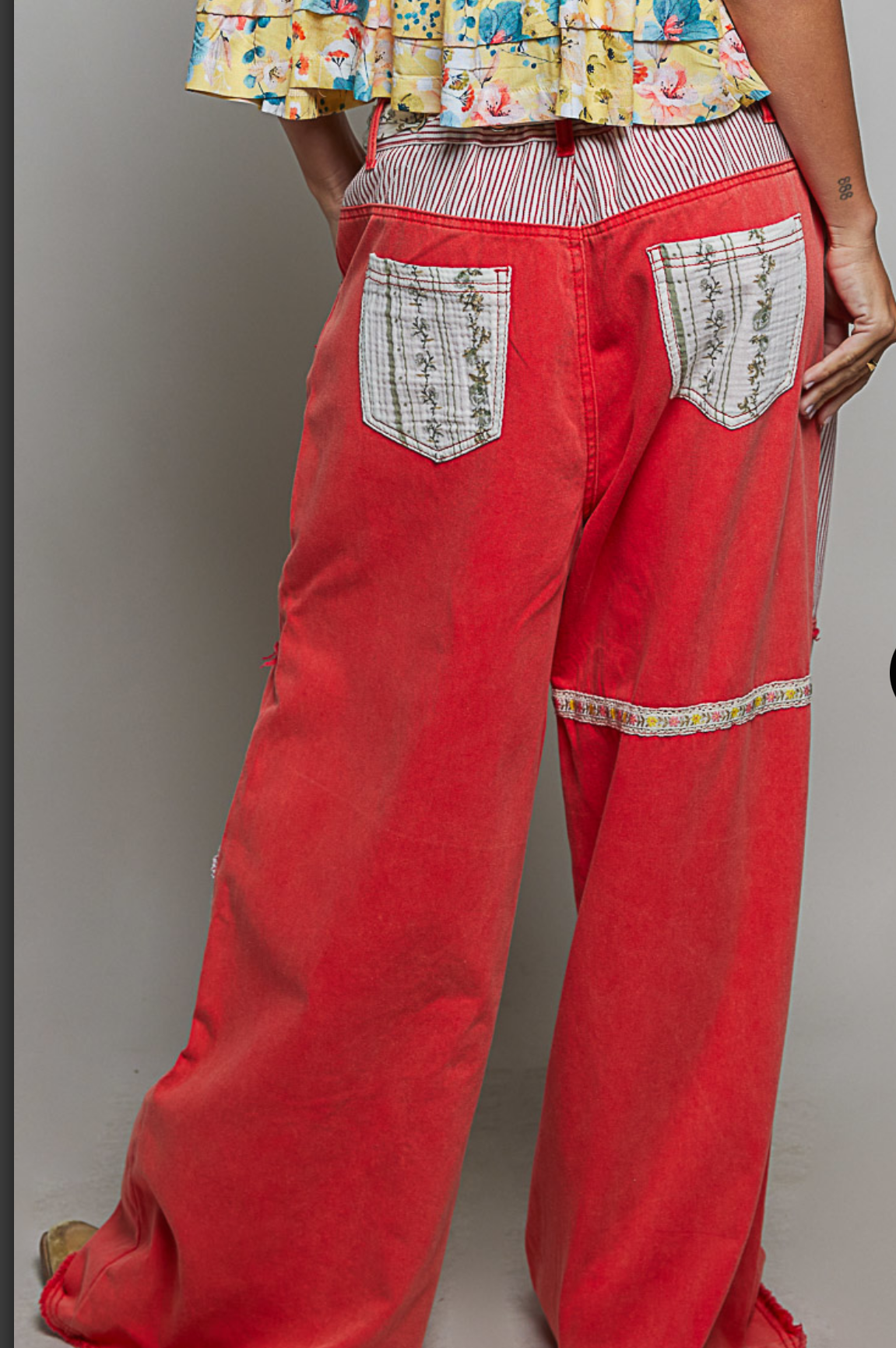 High-Rise Wide Leg Pants Crafted from Soft Twill Fabric-apple red