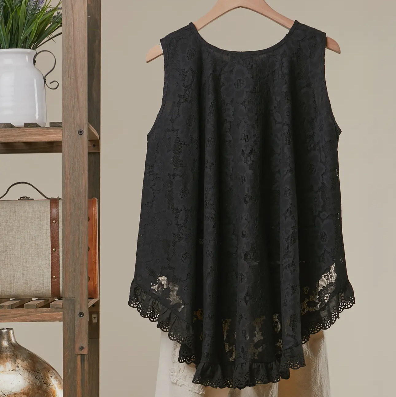 High Low Layered Lace Tunic Top