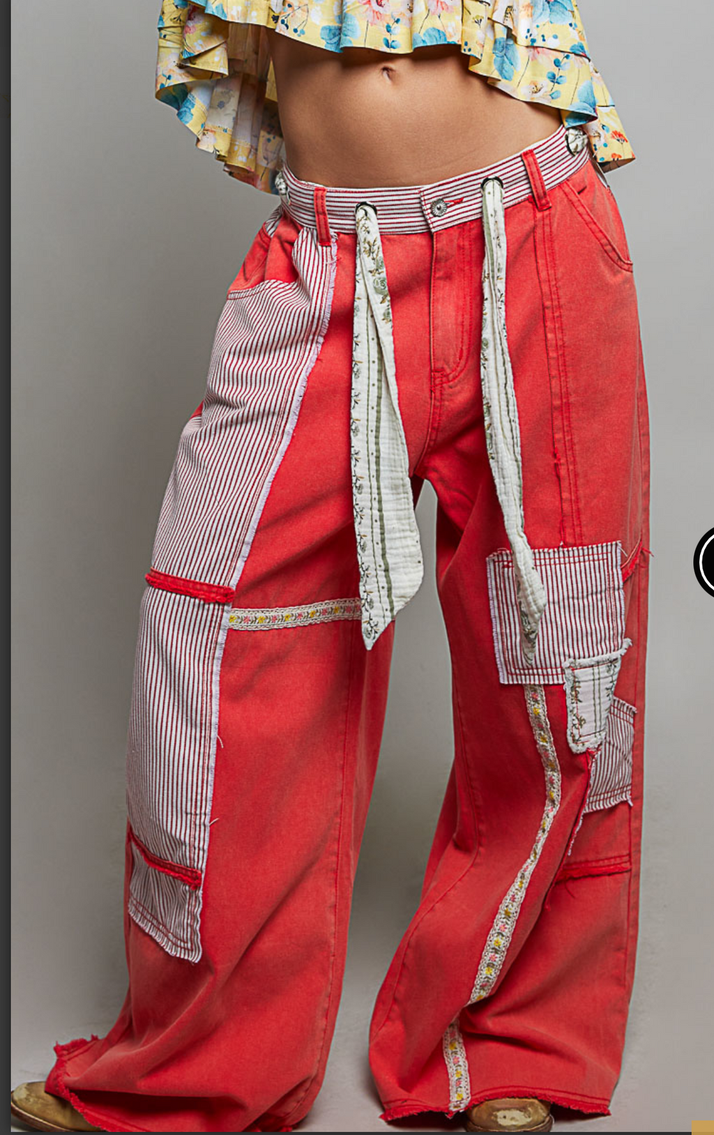 High-Rise Wide Leg Pants Crafted from Soft Twill Fabric-apple red