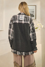 Washed Oversized Fit Snap Button Snap Shirt