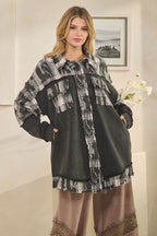 Washed Oversized Fit Snap Button Snap Shirt