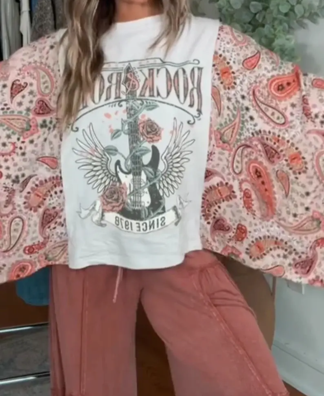 Western Rock and Rock Kimono Sleeve Relaxed Graphic Tee