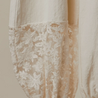 Lace Accents Patchwork Crochet Jogger Pants-cream