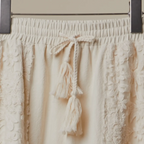 Lace Accents Patchwork Crochet Jogger Pants-cream