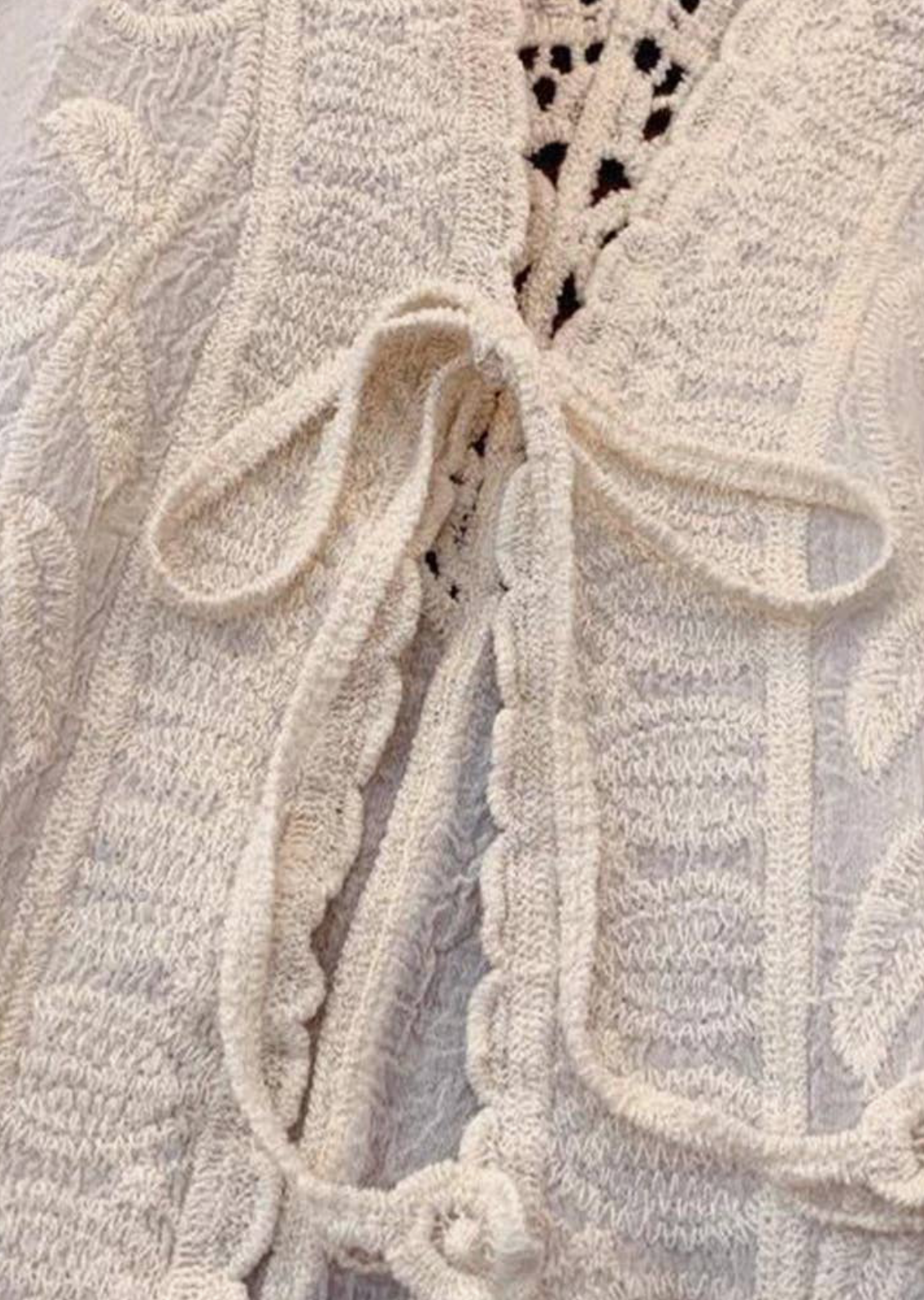 Open Front Lace Blouse-beige