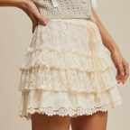 Lace Tiered Shorts with Ruffle Details