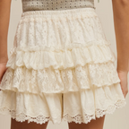 Lace Tiered Shorts with Ruffle Details