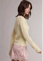 Scallop Trim Henley Top-Lemon