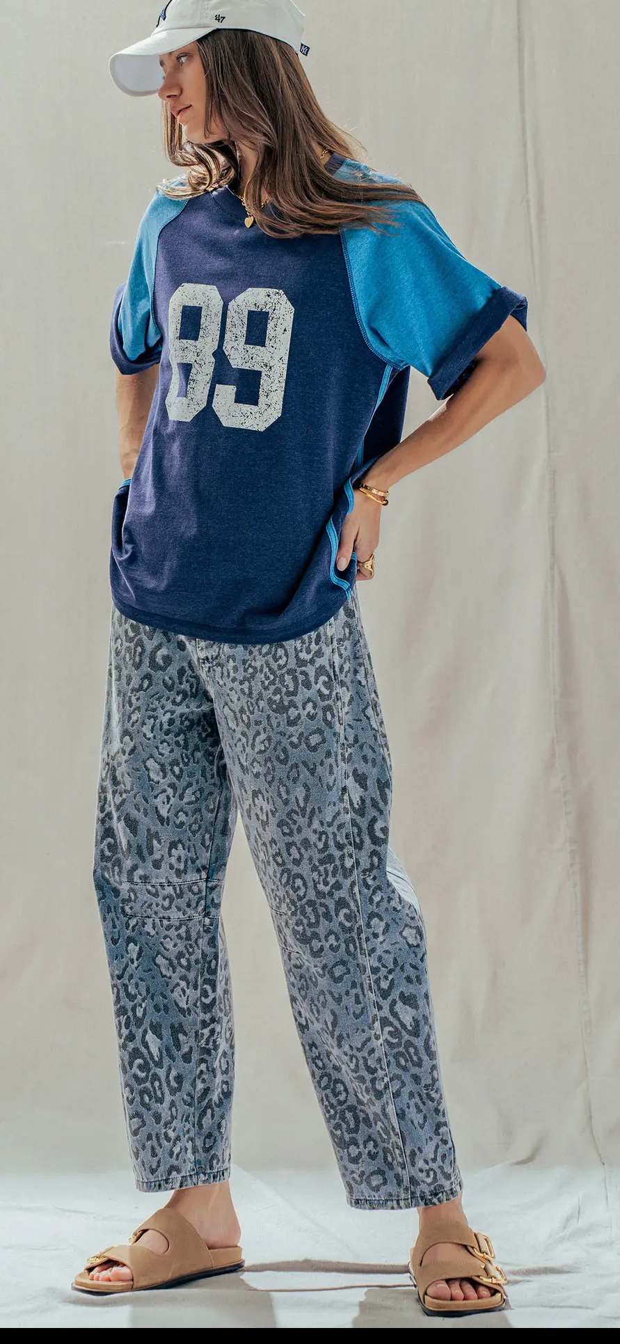 Leopard Print Relaxed Straight Denim Pants