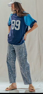 Leopard Print Relaxed Straight Denim Pants